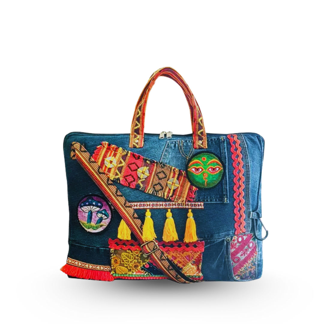 Blue Unisex Laptop Sling Bag - Eco-Friendly Style